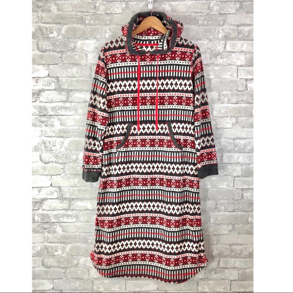 women's cuddl duds hooded fleece sleepshirt